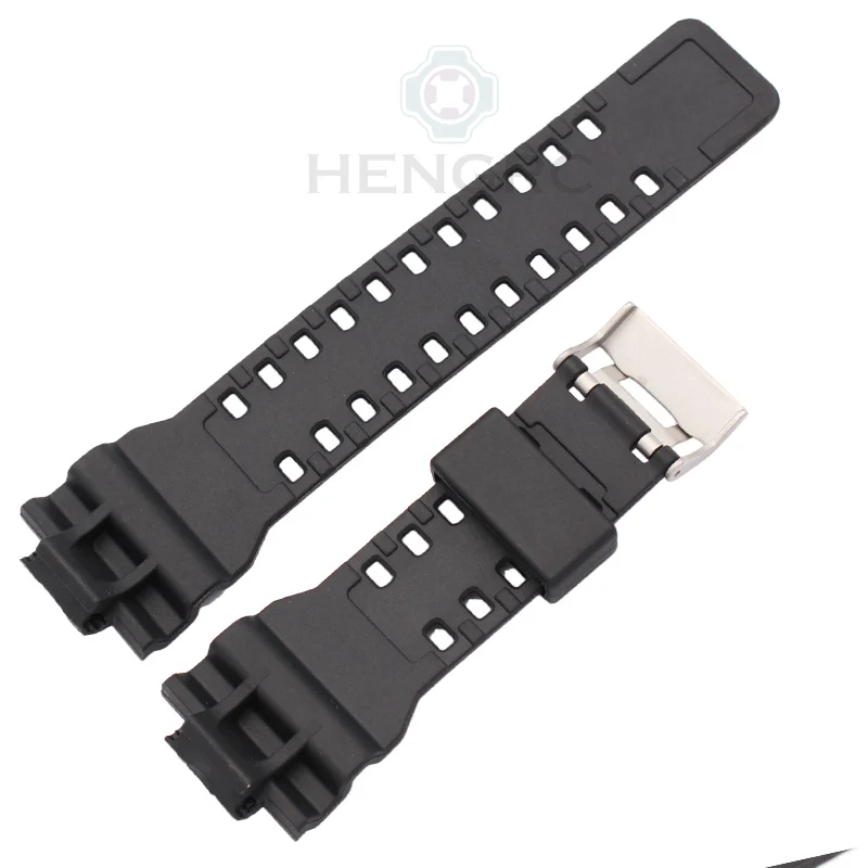 Correa de reloj de PU de 16mm, repuesto de correa de reloj negra, resistente al agua, accesorios para GA-110 / GA-100 / GA-120 / GA-200
