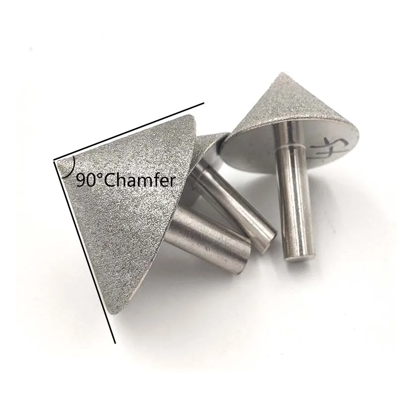 1 Chiếc Mạ Kim Cương Hình Nón Chamfer Đầu Mài 90 Dregree Cho Đá Thạch Kính Khoan Chamfer Dụng Cụ Xay 20-60Mm