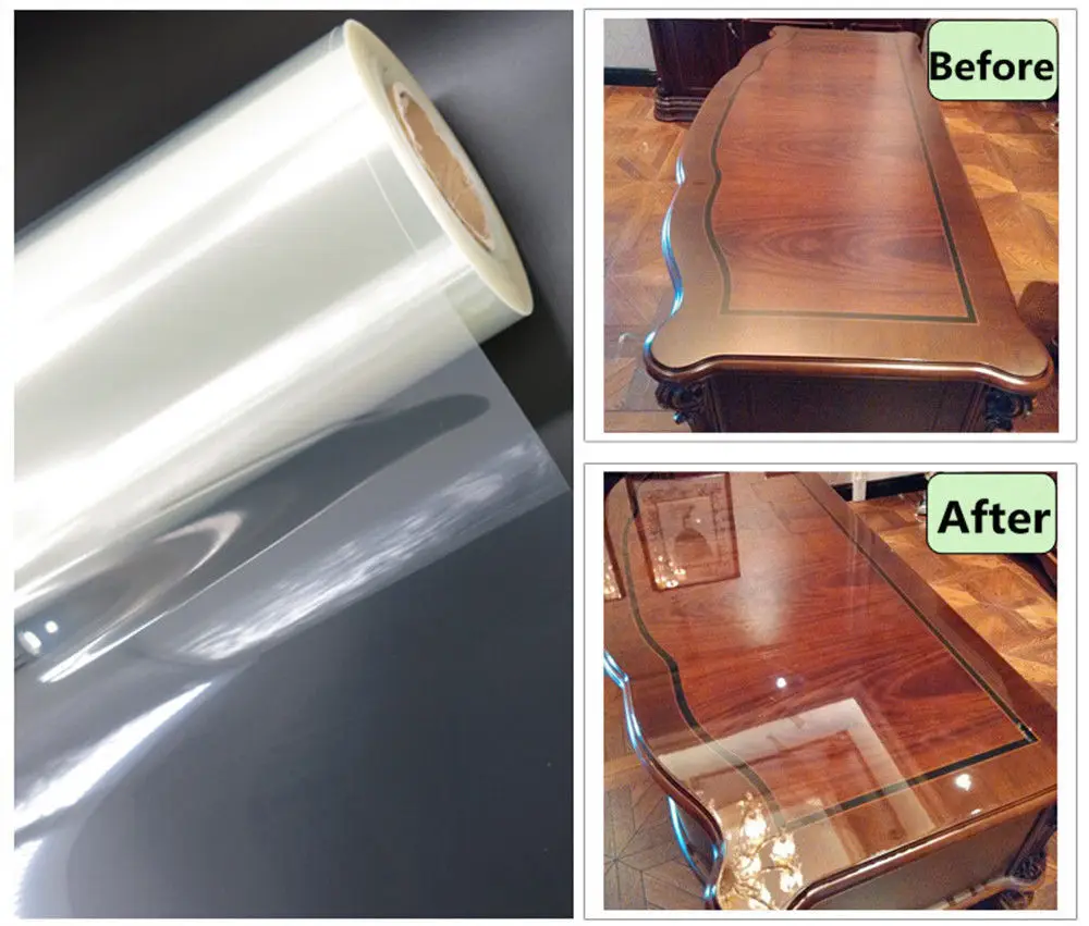 SUNICE 2mil(0.05mm)High Glossy/Matte Clear Fumiture Film Self adhesive Dinning table/Office Table Paint Protection 60\