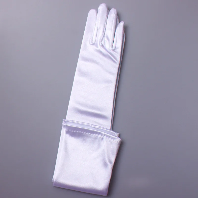 Gants de mariée en Satin élégants, longueur du coude 48cm, accessoires de mariée pour Cosplay, fête de bal