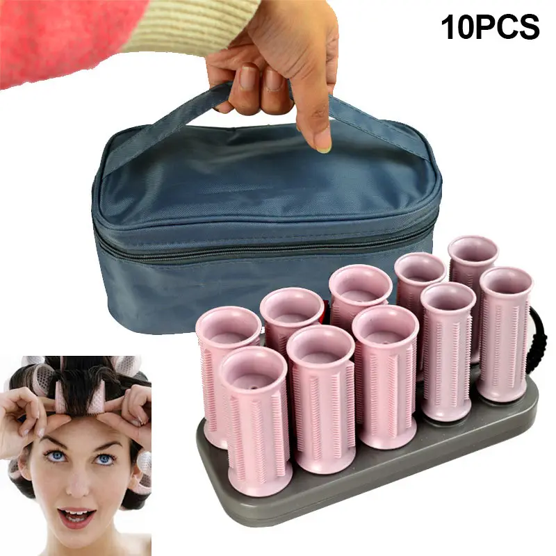 High Quality 10 Pcs/Set Electric Roll Hair Tube Heated Roller Hair Curly Styling Sticks Tools With Case