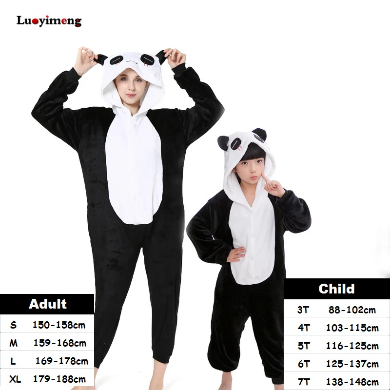 Kigurumi Animal Cartoon Lion Panda Pajamas Onesies Sleepwear For Women Kids Pyjamas Boys Girls Kids Halloween Cosplay Costumes