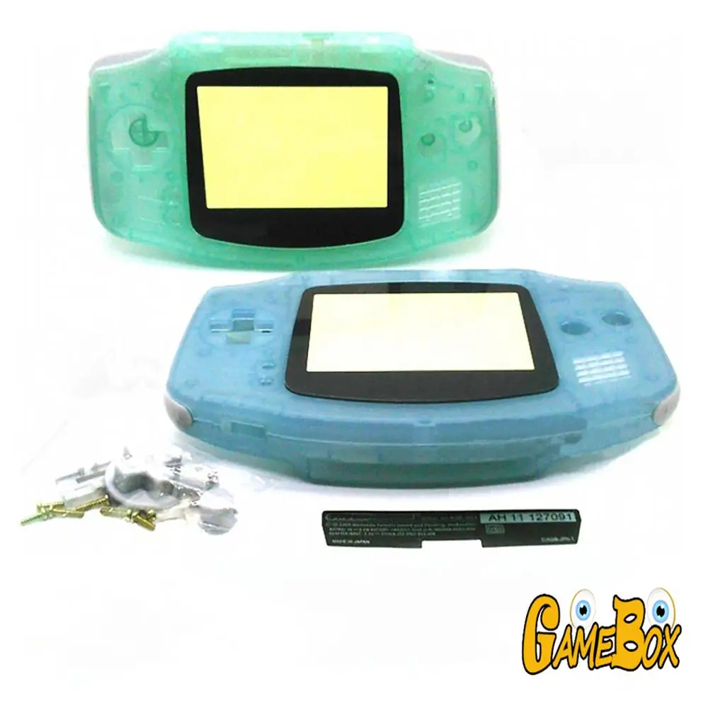 ฝาครอบเคสใสเรืองแสงสีเขียว & น้ำเงินสำหรับ nintend GBA Console HOUSING