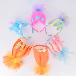 Bandeau de sauna Trolls pour enfants, accessoires pour cheveux de fête d'anniversaire, princesse, arc-en-ciel, tulle fait main, cadeau d'Halloween pour enfants