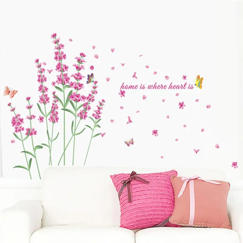 

wonderful lavender flowers wall decals home decorative stickers wedding party living bedroom mural art diy poster girl gift 052.