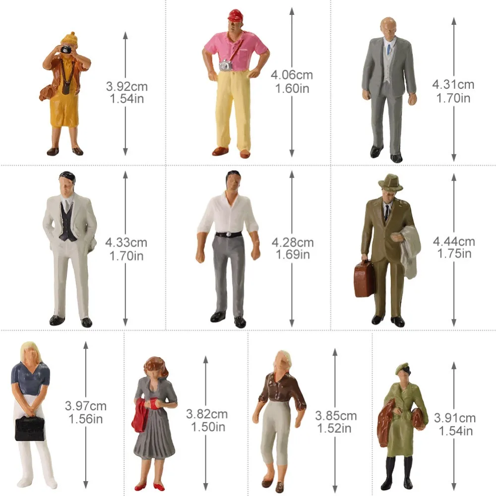 20pcs Different Poses O Scale 1:43 Standing Figures Passengers People Model Railway P4309