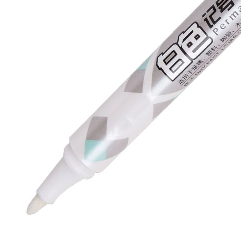 

1X White Oil-Ink Mark Pens Permanent Marker Highlight Liner Sketch Pen Stationery White Paint Marker Gel Pen Art Marker Supplies