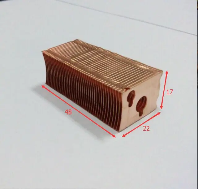 48*22*17mm Pure copper cooling fins Finned radiator length can DIY through heat pipe fins