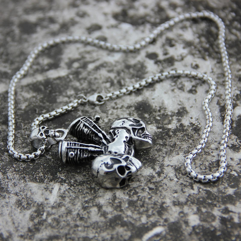 Original design stainless steel steam punk skull pattern pendant necklace for men personality accessory