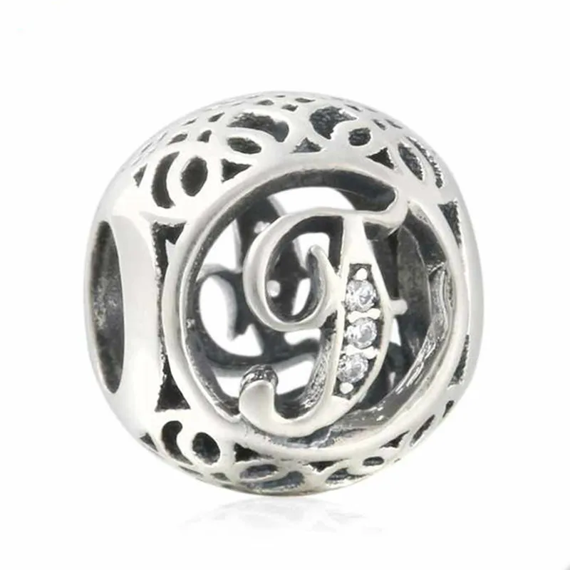 

New 925-sterling-silver Openwork Letter F Charm Vintage Alphabet Beads For Jewelry Making Fit Original Pandora Bracelet