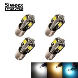 4 Pcs H6W BAX9S LED Bulbs 8 SMD 5730 Car Interior Reading Door Side Marker Lights Warm/White DC 12V Auto License Plate Lamps