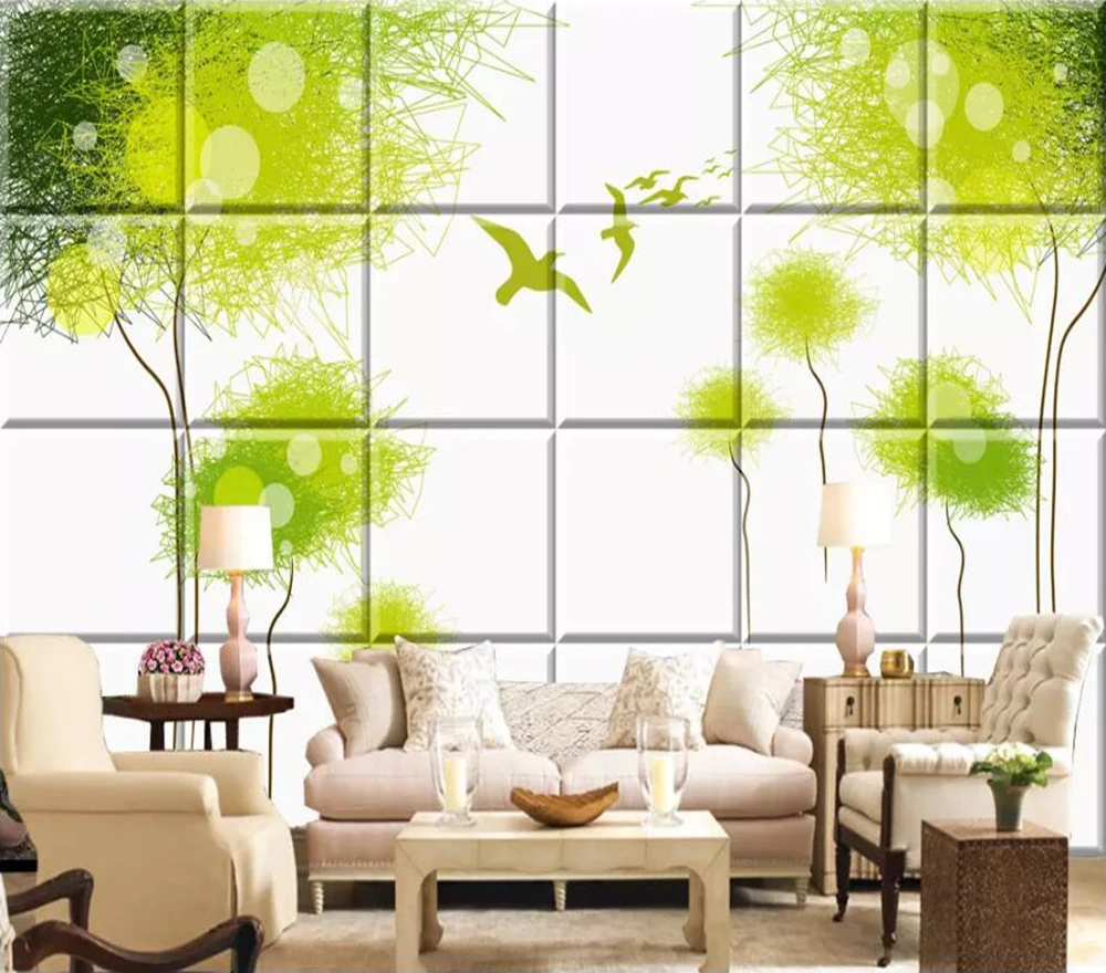 Decorative wallpaper Abstract tree 3D soft package background wall painting