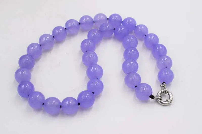 lavender  purple jade necklace round 12MM  17