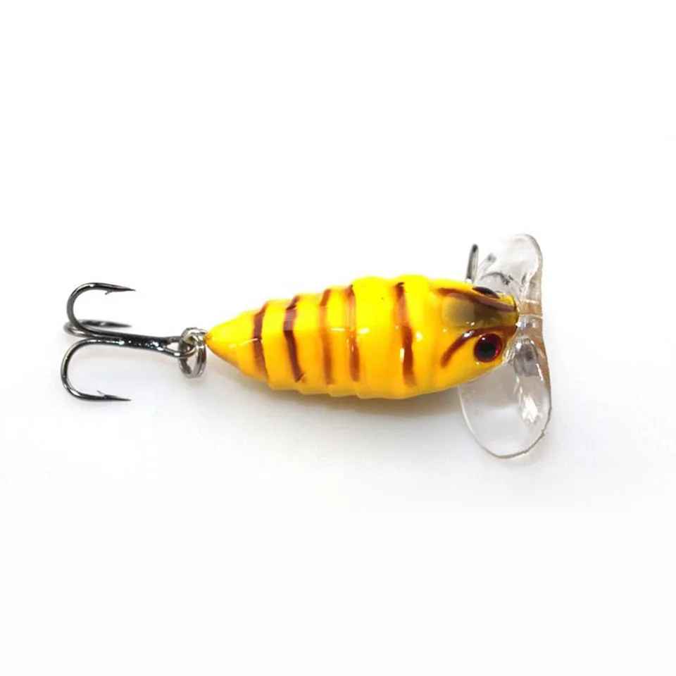 GoByGo 1PCS 4cm 4.2g Cicada Popper Fishing Lure Japan Topwater 3D Eyes Hard Swim Bait Hook Tackle Lifelike Wobble Fish Lure