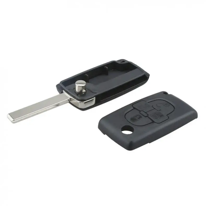 4 ปุ่ม ABS รถพับเปลี่ยนคีย์ Fob SHELL กรณีที่มี Uncut Car Flip Key สำหรับ Peugeot 1007 Citroen c8