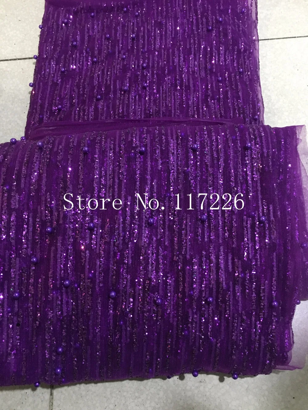 JRB-65001 fashion show purple glued glitter sequin embroidery tulle mesh lace with beads for stage show/evening dress/party