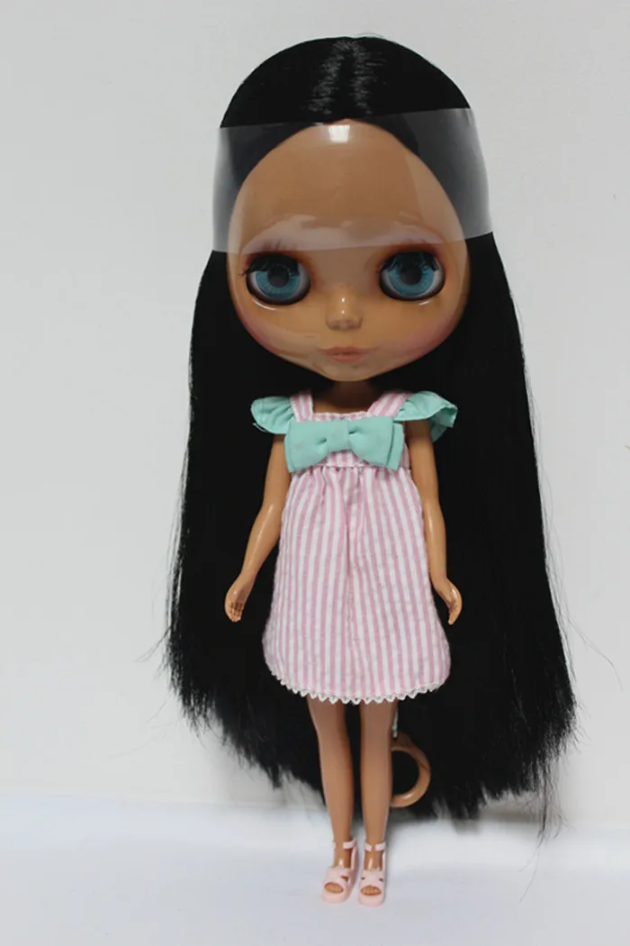 

Blygirl Blyth doll Black straight hair nude doll 008BL9681 ordinary body 7 joints black skin DIY doll for their own change makeu