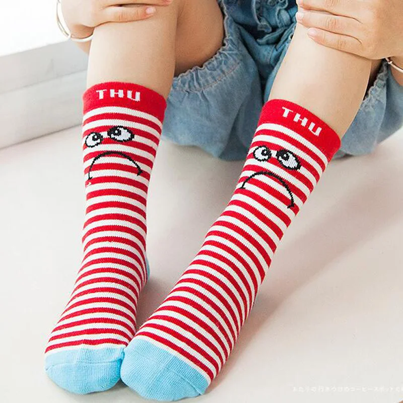 2024 Spring & Summer Cartoon Emoticons Pattern Cotton Baby Socks Boys Girls Socks 1-12 Year Children Socks 5 Pairs/ lot