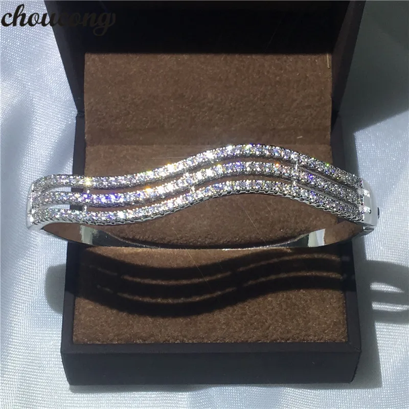 

choucong Female Simple Wave line bracelet 5A cubic zirconia Engagement bangles for women wedding accessaries