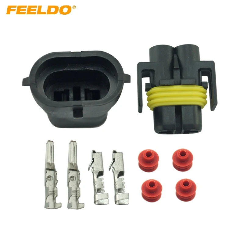 FEELDO 50sets Car Motorcycle H8/H9/H11/880/881 Waterproof DIY Male Female Quick Adapter Connector Terminals Plug Kit #CA2752