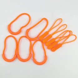 10pcs/bag orange color Cord Zipper Pulls Rope Ends Lock Zip Clip Buckle Black For Backpack Clothing Accessories