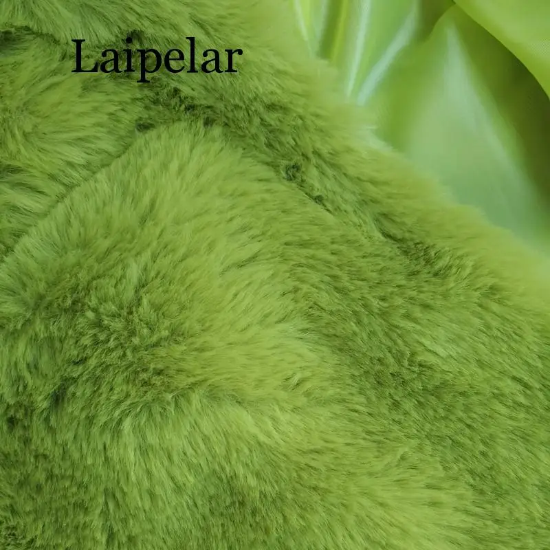 Laipelar-abrigo corto de piel sintética para mujer, chaqueta recortada de color verde lima, de neón fluorescente, cálido, mullido, de peluche, para