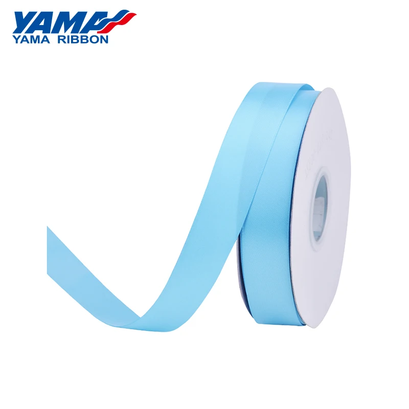 YAMA 6 9 13 16 19 22 mm Double Face Satin Ribbon 100yards Blue for Party Wedding Decoration Handmade Rose Flowers Ribbongs