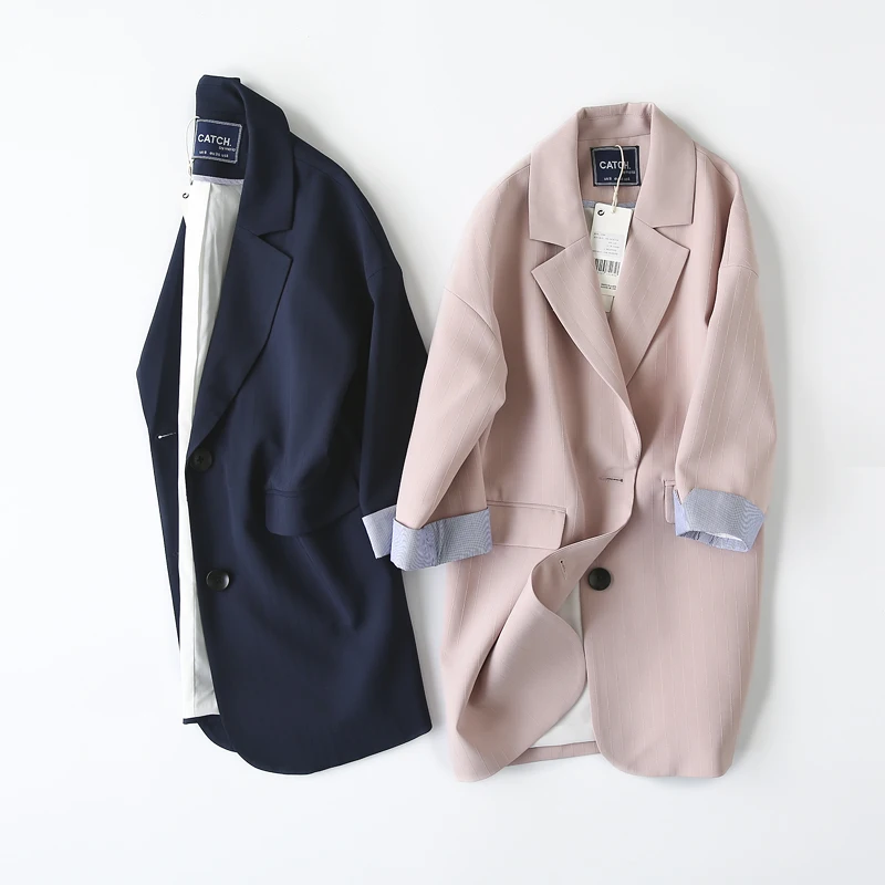 Double Breasted Women Suit Jacket female Korean Medium Long female Coat blaser feminino Casual coat female Autumn blazers