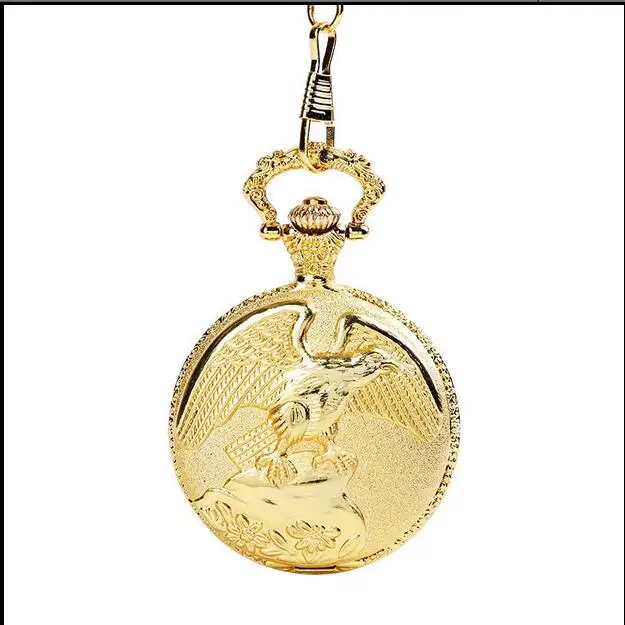 

New jewelry golden Eagle Wings Huai Table pocket watch necklace pendant gift for men and women