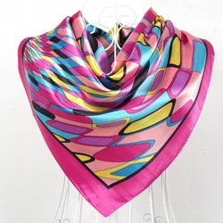 Grand Foulard Carré en Polyester pour Femme, Nouveau Design, 90x90cm, Écharpe en Satin Imprimé pour le Printemps, l'Été, l'Automne et l'Hiver, 2015