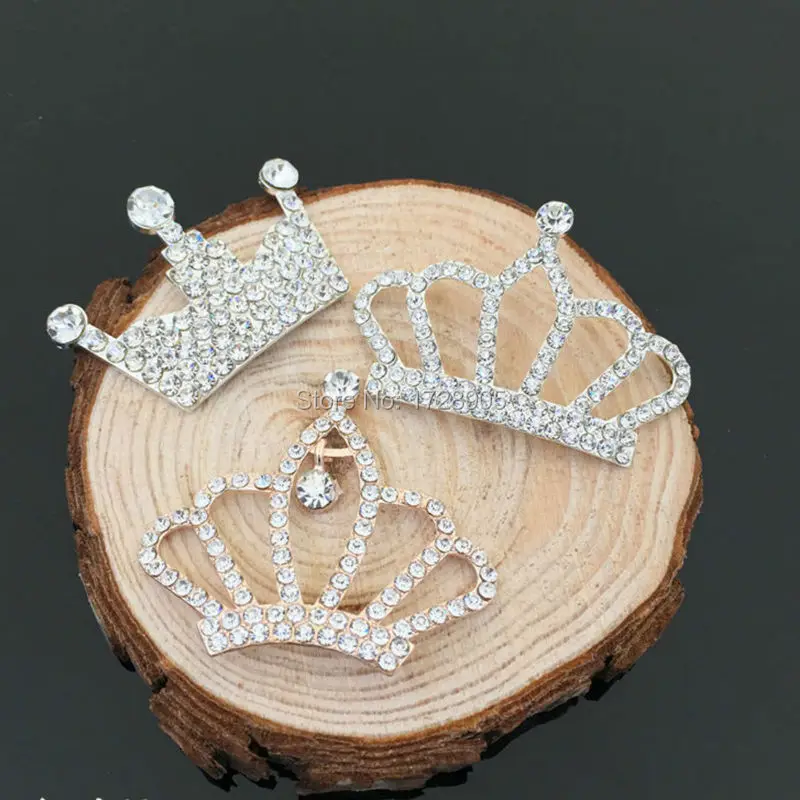 Queen Princess Crown 5pcs big Large 33x48mm Large Shinning Flatback Full Crystal Button Embellishment Accessories Craft For Hair