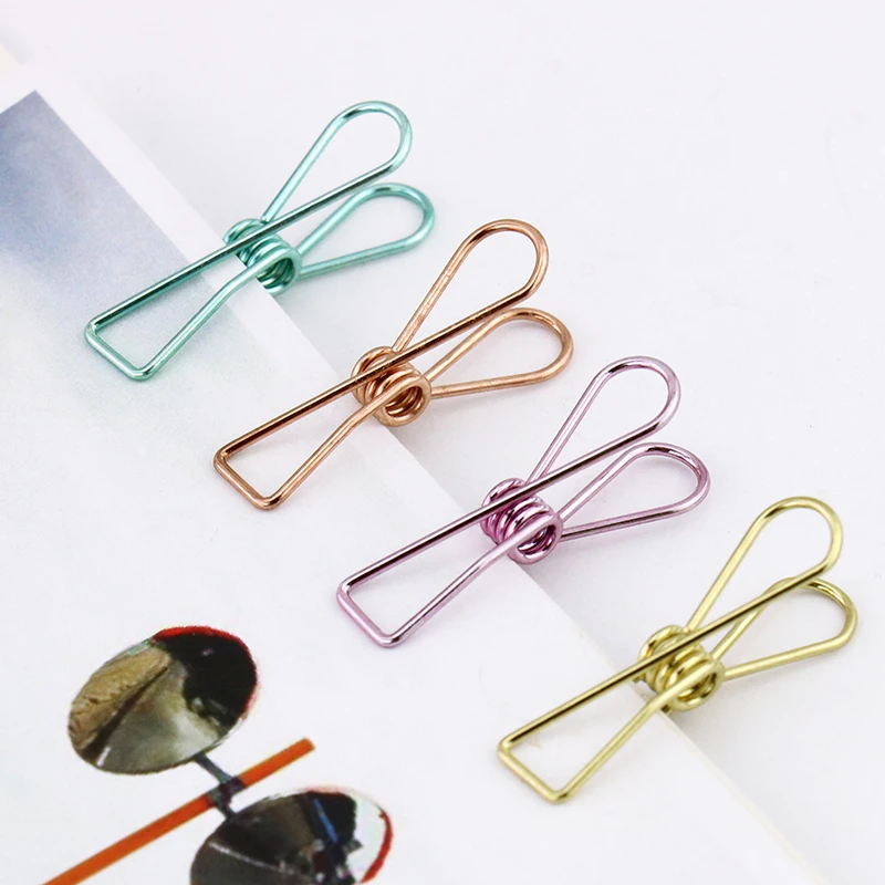 

TUTU Beautiful Metal Plating Colored Binder Clips Dovetail Clamp Memo Clips Office Binding 5pcs/lot Size S M L Paper Clip H0021