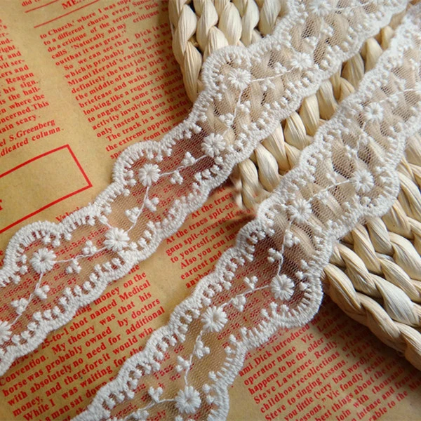 

10 yards/lot width 2.8cm 1.1" beige mesh embroidery lace trim fabric for dress skirt clothes 1130576L4K705