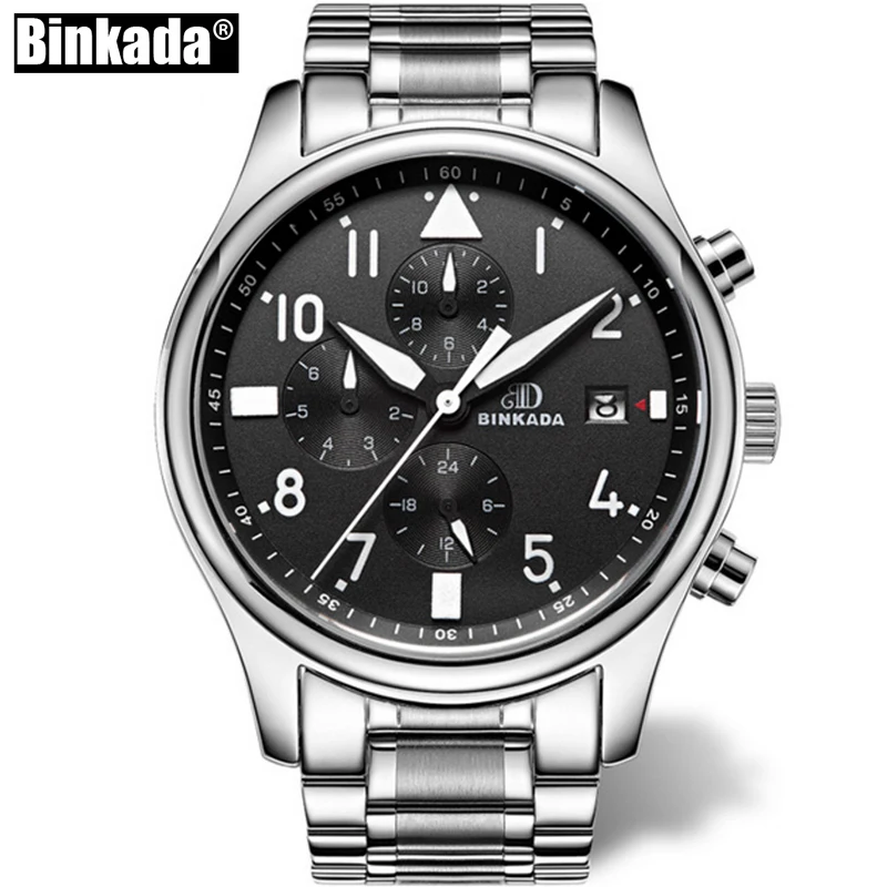 BINKADA Skeleton Automatic Watch Men Waterproof Flying Tourbillon Mechanical Watches Mens Self Winding Horloges Mannen Dropship