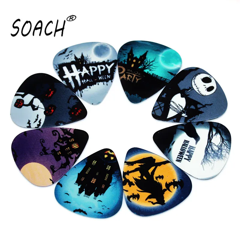 SOACH 50PCS 0.46mm high quality guitar picks two side pick Halloween picks earrings DIY Mix picks guitar