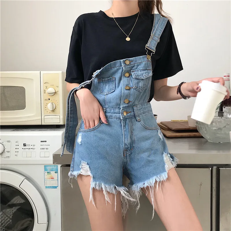 Women\'s Denim Overalls, Female Jumpsuit, Denim Rompers, Playsuit, Straps, Shorts, Fashion