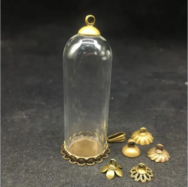 

50x18mm Fashion Handmade Glass Necklace Transparent wish crystal glass globes tube bell shape jewelry finding glass bottle jars