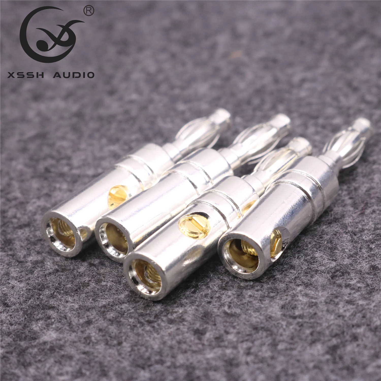 Speaker Connector XSSH Audio OEM ODM 8pcs or 16pcs Hi-end Hifi Brass 62% Copper Plated Silver Small 5mm Male Banana Plug Jack