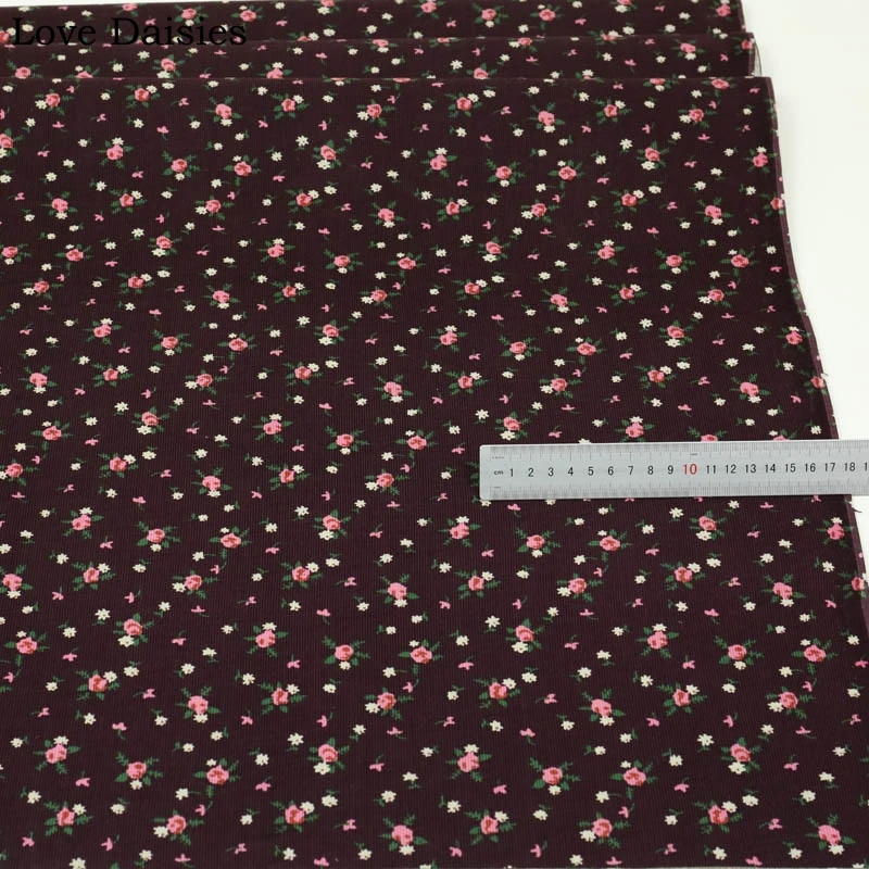 100% Cotton Pastoral BROWN Fuchsia BLUE BLACK Small Pink Brown White Flowers Floral Slim Corduroy Fabric For Apparel Dress Shirt