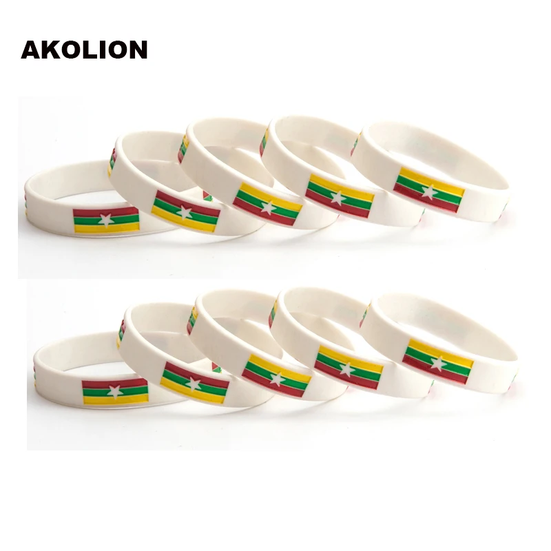 10pcs Syria Flag Silicone Rubber Bracelets Sports Wrist Band Bangle for Women Men  FB-0003