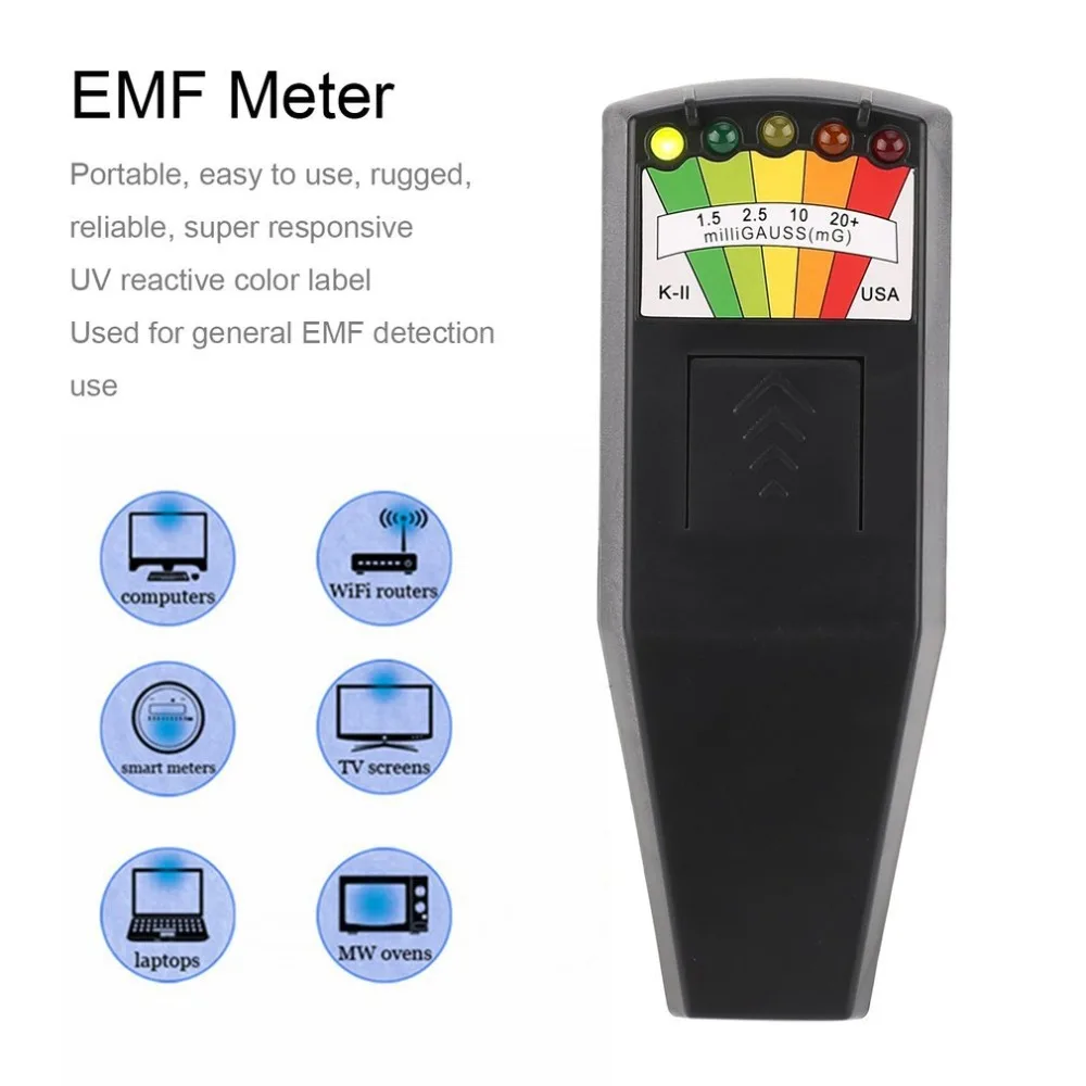 

Тестер магнитного поля EMF-1 Излучение ЭМП k-ii Портативный 5-светодиодный индикатор Гаусс Портативная УФ-реактивная цветная этикетка