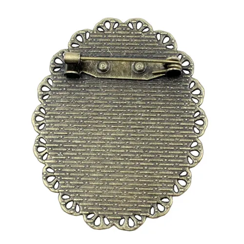 Fit:30x40mm Antique Silver Bronze  Cameo/Glass/Cabochon Frame bezel Settings,Brooch,DIY Accessory Base Charm 3pcs/lot K04634