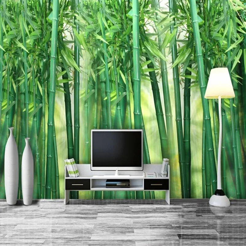 

Custom Murals Wallpaper 3D Green Bamboo Forest Photo Wall Cloth Living Room TV Sofa Background Wall Painting Papel De Parede 3 D