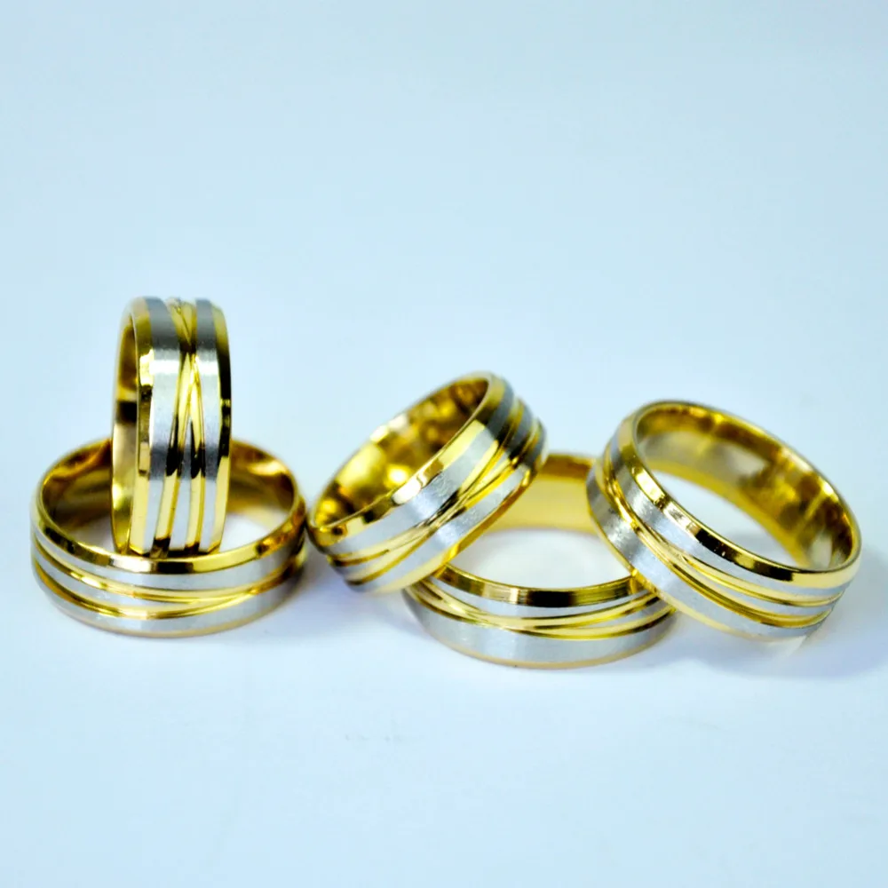 100Pcs Vintage Retro Style Gold Stainless Steel Rings For Men and Women Fashion Round Bulk Punk Rings WholeSale LR4082