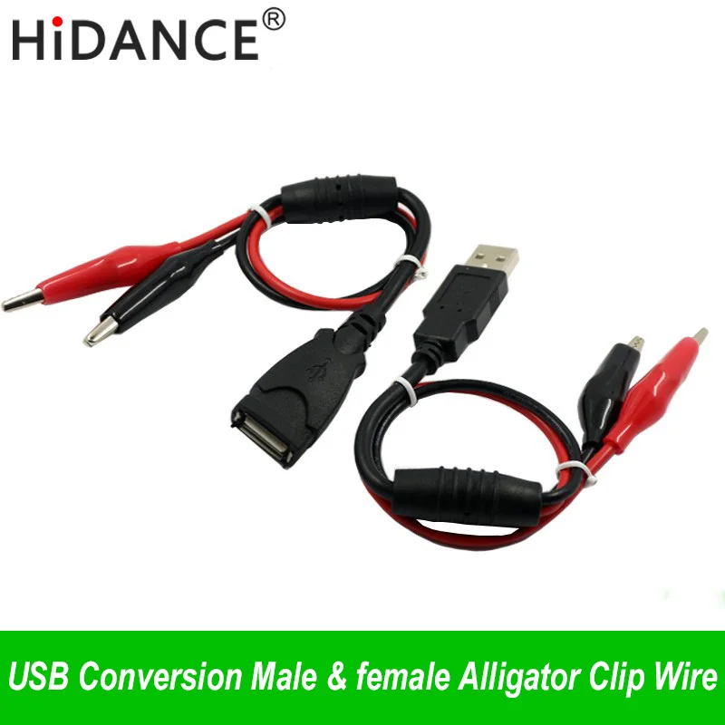 USB Alligator clips Crocodile wire Male/female to USB tester Detector DC Voltage meter ammeter capacity power meter monitor, etc