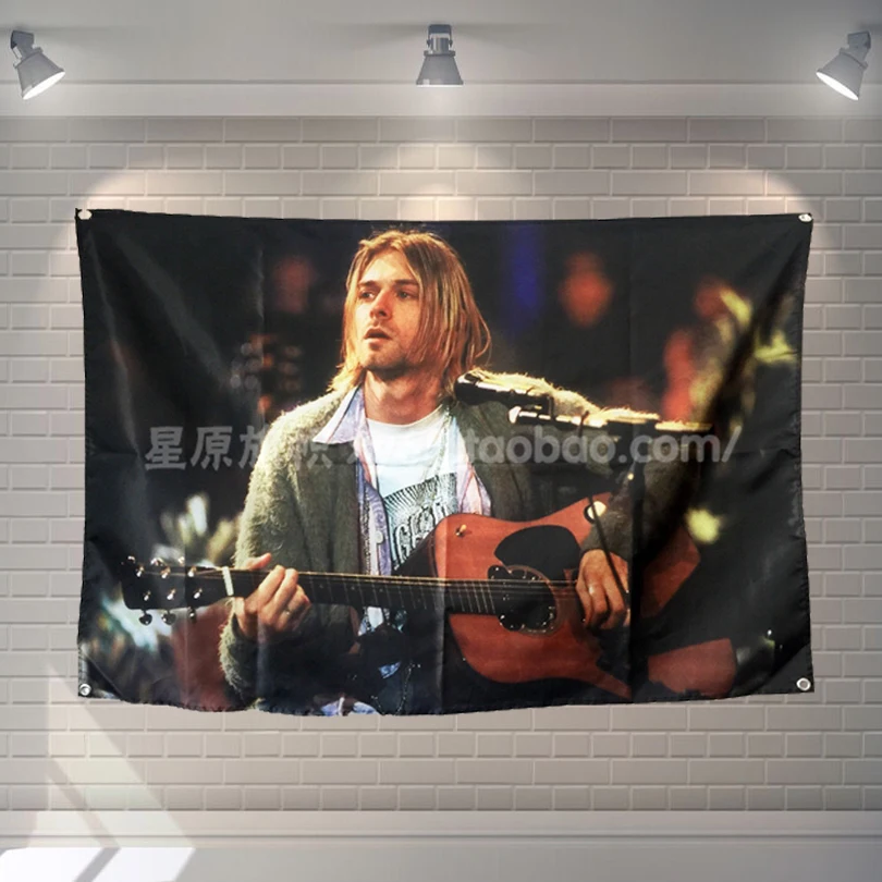 

"Rock" Pop Band Sign Cloth Flag Four-Hole Hanging paintings Cafe Hotel Music Studio Decoration