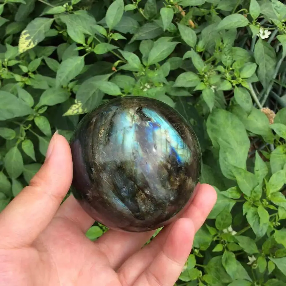 about 6.5cm valuable high-class heavy flash natural labradorite Crystal gemstone ball metaphysicial chakra healing stone