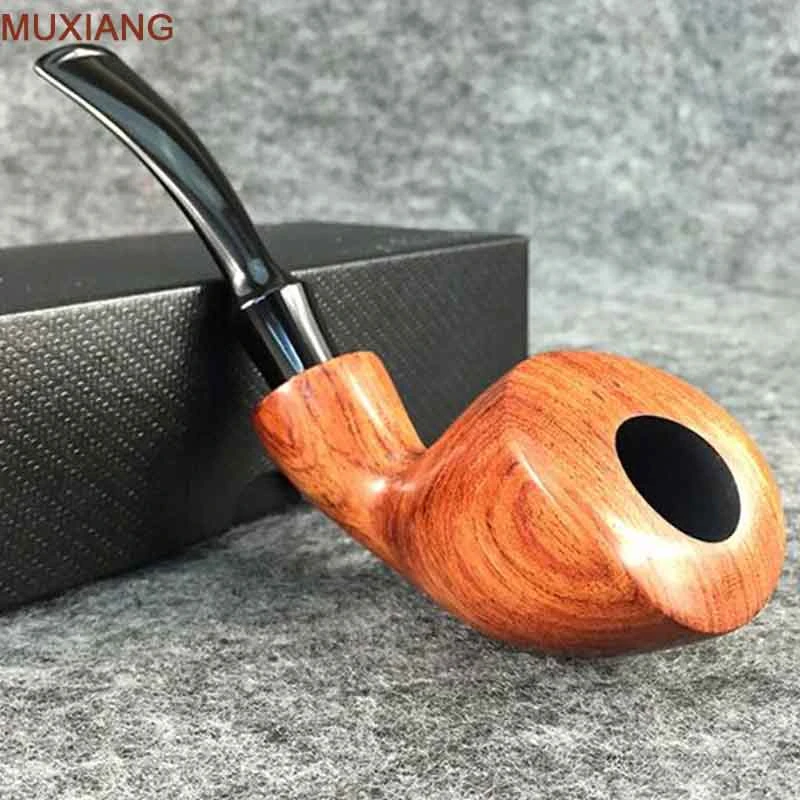 RU- MUXIANG 10 Tools Kit  Kevazingo Wood Bent Tobacco Pipes for New Smokers 3mm Filters Men Smoking with Bent Stem ad0027