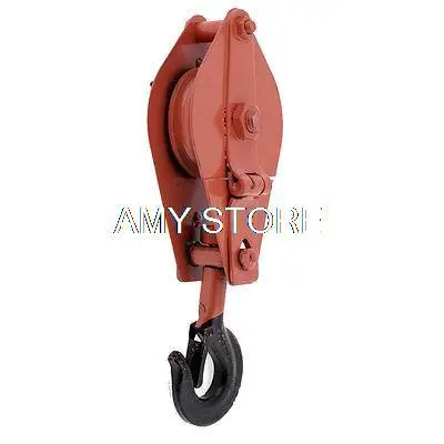 Red Swivel Single Lifting 500Kg Limit Metal Sheave Block Rope Pulley