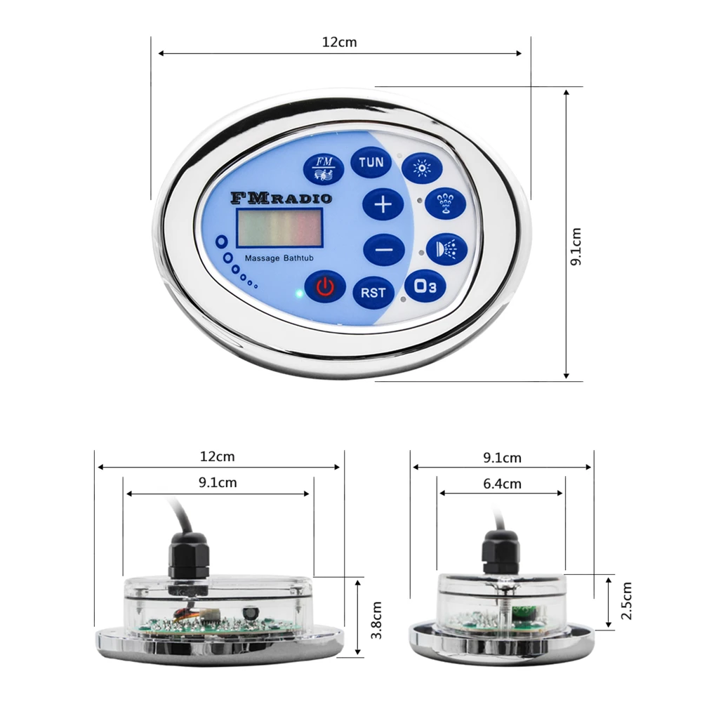 Imagem -03 - Bomba de ar Combo Massagem Controle Pinos Conector Gerador de Ozônio Rádio fm Iluminação Subaquática Banheira de Hidromassagem
